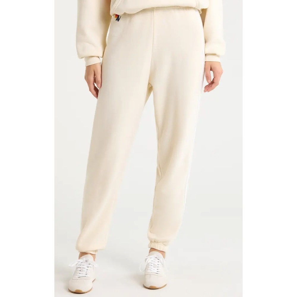 Aviator Nation Stripe Sweatpants Jogger‎ Womens Size XS Cream Retro Lounge Surf